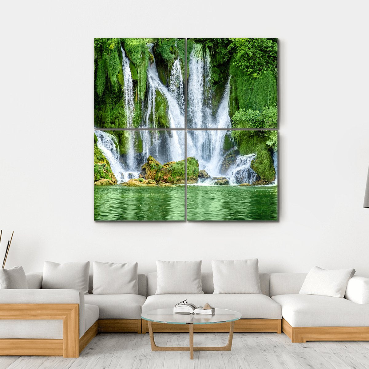 Kravica Waterfall Canvas Wall Art-4 Square-Gallery Wrap-17" x 17"-Tiaracle