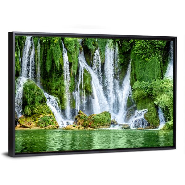 Kravica Waterfall Canvas Wall Art-3 Horizontal-Gallery Wrap-25" x 16"-Tiaracle