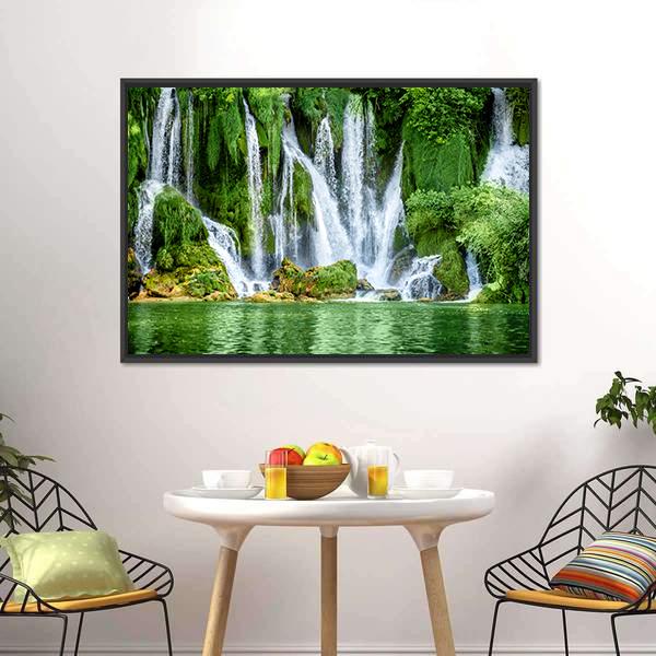 Kravica Waterfall Canvas Wall Art-3 Horizontal-Gallery Wrap-25" x 16"-Tiaracle