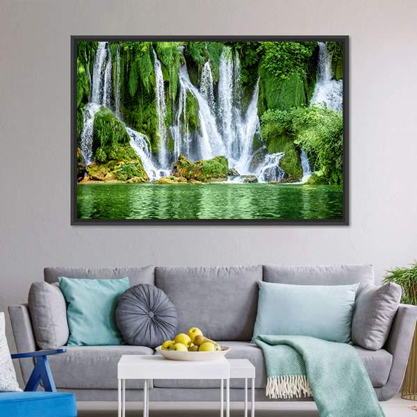 Kravica Waterfall Canvas Wall Art-3 Horizontal-Gallery Wrap-25" x 16"-Tiaracle