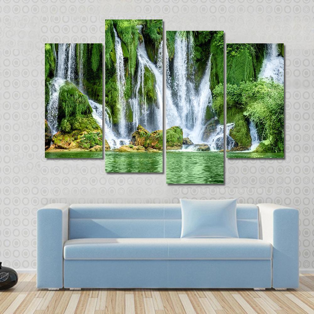 Kravica Waterfall Canvas Wall Art-4 Pop-Gallery Wrap-50" x 32"-Tiaracle