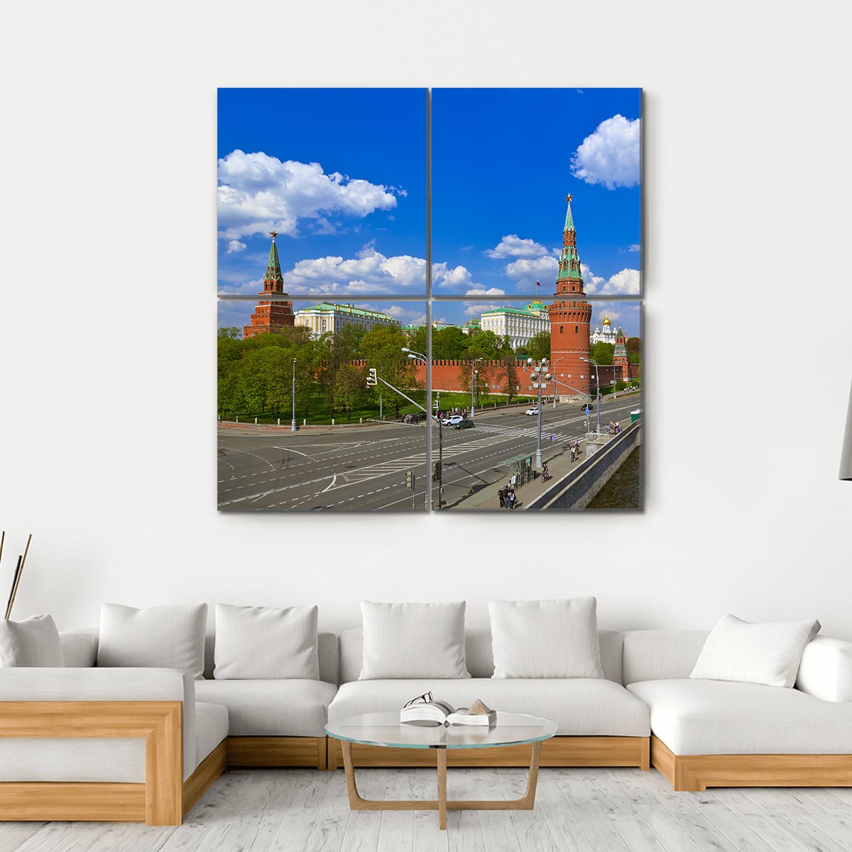 Kremlin In Moscow Canvas Wall Art-4 Square-Gallery Wrap-17" x 17"-Tiaracle