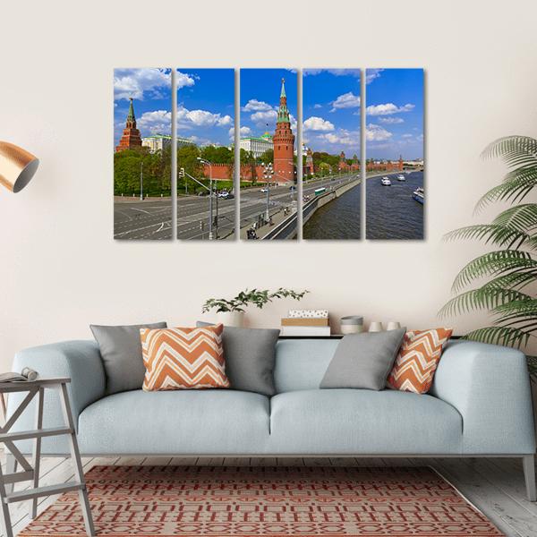 Kremlin In Moscow Canvas Wall Art-5 Horizontal-Gallery Wrap-22" x 12"-Tiaracle
