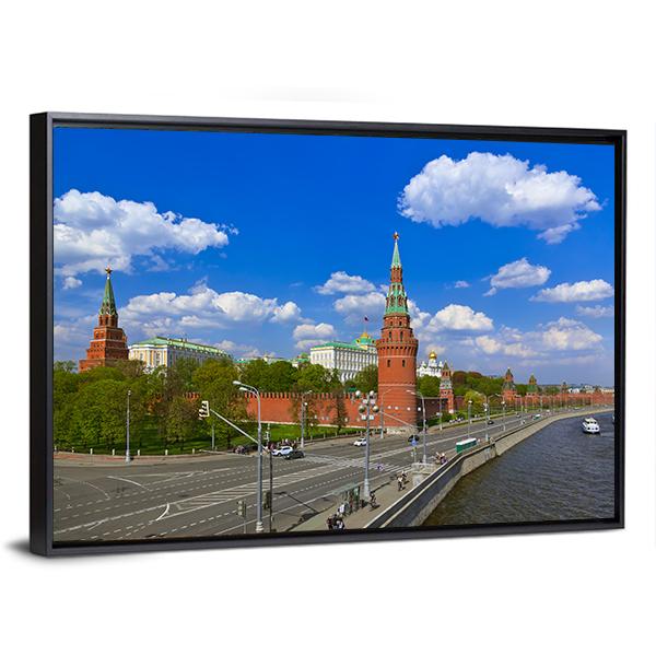 Kremlin In Moscow Canvas Wall Art-3 Horizontal-Gallery Wrap-25" x 16"-Tiaracle