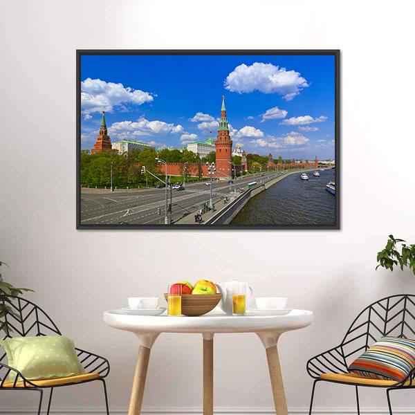 Kremlin In Moscow Canvas Wall Art-3 Horizontal-Gallery Wrap-25" x 16"-Tiaracle