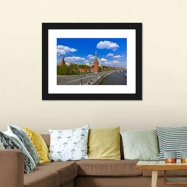 Kremlin In Moscow Canvas Wall Art-3 Horizontal-Gallery Wrap-25" x 16"-Tiaracle