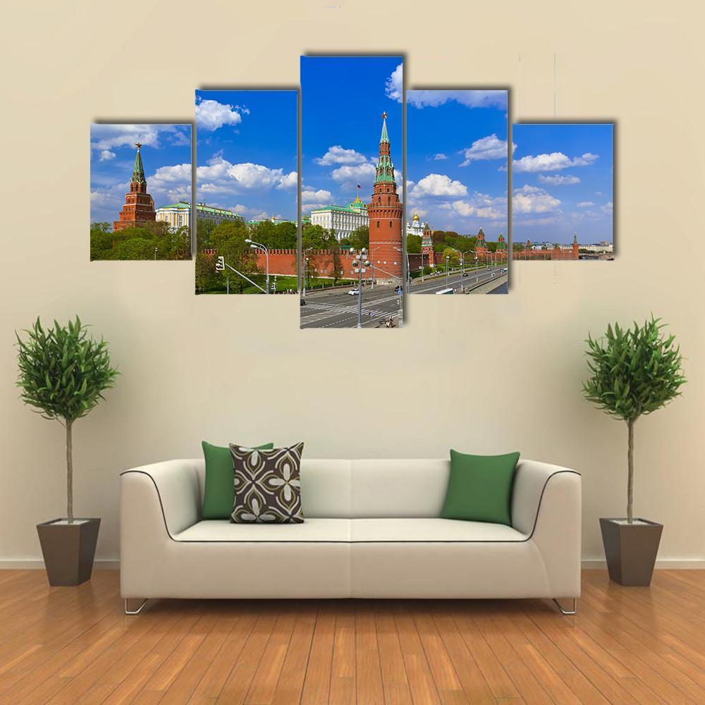 Kremlin In Moscow Canvas Wall Art-5 Star-Gallery Wrap-62" x 32"-Tiaracle