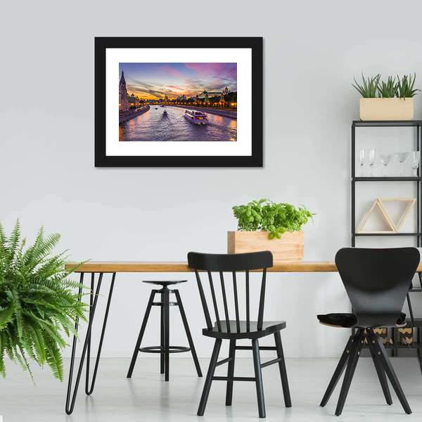 Kremlin & Moscow River Panoramic Canvas Wall Art-1 Piece-36" x 12"-Tiaracle