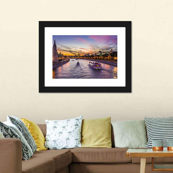 Kremlin & Moscow River Panoramic Canvas Wall Art-1 Piece-36" x 12"-Tiaracle