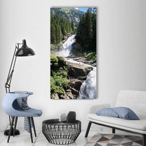 Krimml Waterfall In Austria Vertical Canvas Wall Art-3 Vertical-Gallery Wrap-12" x 25"-Tiaracle