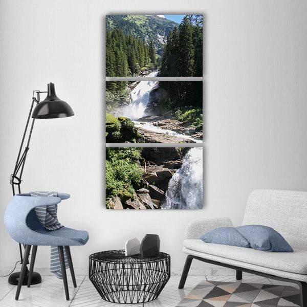 Krimml Waterfall In Austria Vertical Canvas Wall Art-3 Vertical-Gallery Wrap-12" x 25"-Tiaracle