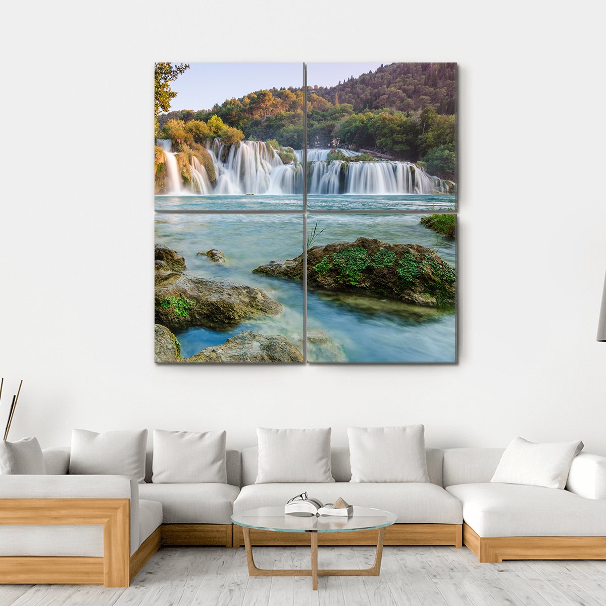 Krka River Waterfalls Canvas Wall Art-4 Square-Gallery Wrap-17" x 17"-Tiaracle