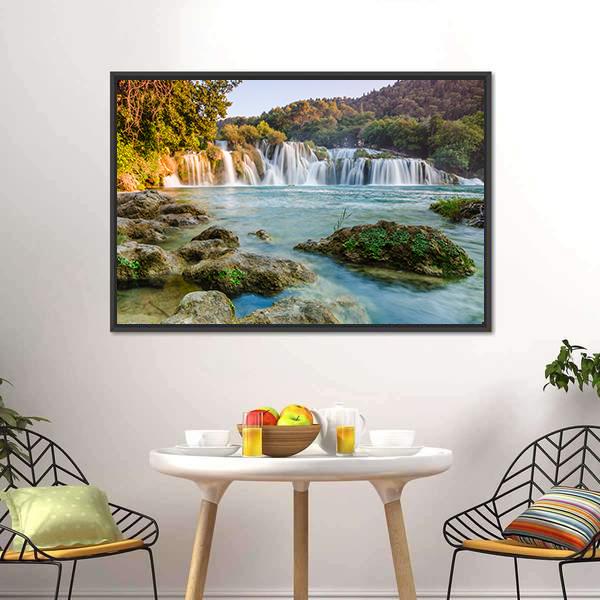 Krka River Waterfalls Canvas Wall Art-5 Horizontal-Gallery Wrap-22" x 12"-Tiaracle