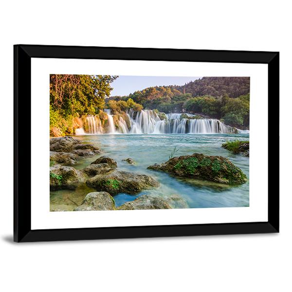 Krka River Waterfalls Canvas Wall Art-5 Horizontal-Gallery Wrap-22" x 12"-Tiaracle