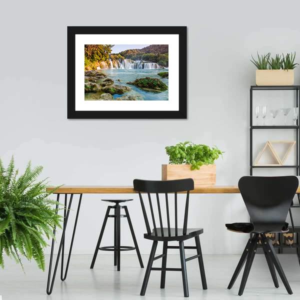Krka River Waterfalls Canvas Wall Art-5 Horizontal-Gallery Wrap-22" x 12"-Tiaracle