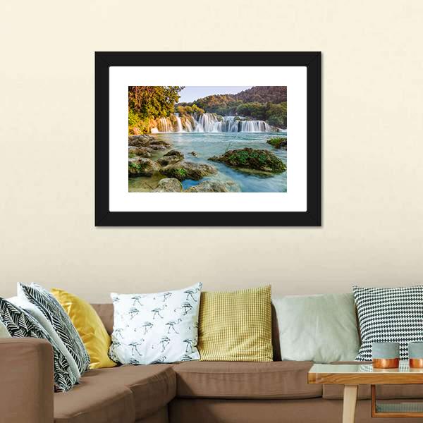 Krka River Waterfalls Canvas Wall Art-5 Horizontal-Gallery Wrap-22" x 12"-Tiaracle
