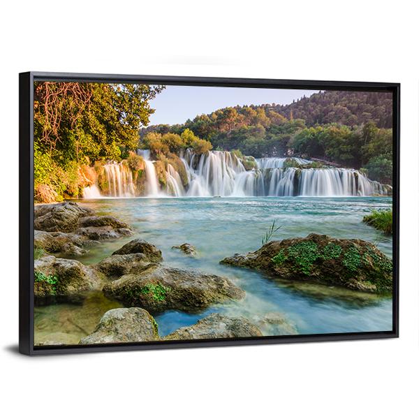 Krka River Waterfalls Canvas Wall Art-5 Horizontal-Gallery Wrap-22" x 12"-Tiaracle