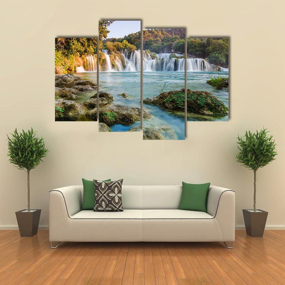 Krka River Waterfalls Canvas Wall Art-4 Pop-Gallery Wrap-50" x 32"-Tiaracle