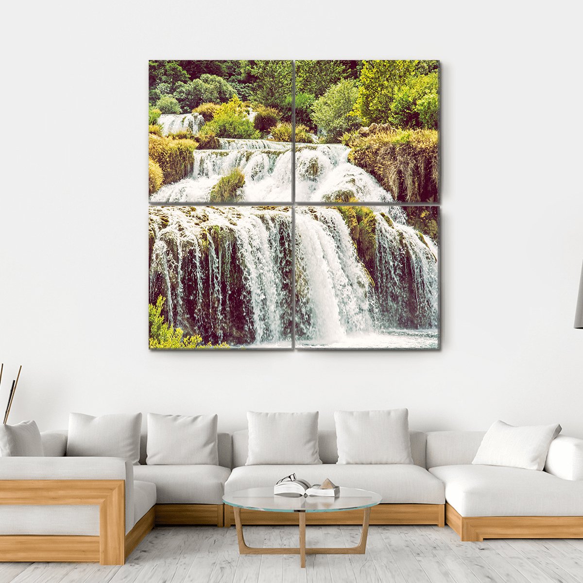 Krka Waterfalls Croatia Canvas Wall Art-4 Square-Gallery Wrap-17" x 17"-Tiaracle