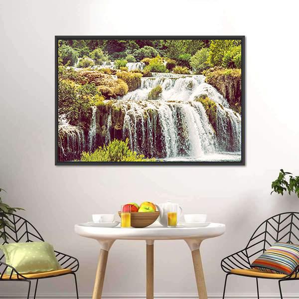 Krka Waterfalls Croatia Canvas Wall Art-5 Horizontal-Gallery Wrap-22" x 12"-Tiaracle