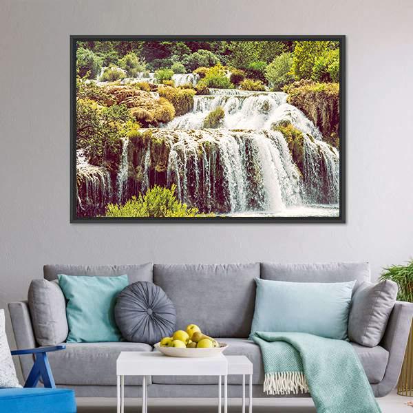Krka Waterfalls Croatia Canvas Wall Art-3 Horizontal-Gallery Wrap-25" x 16"-Tiaracle