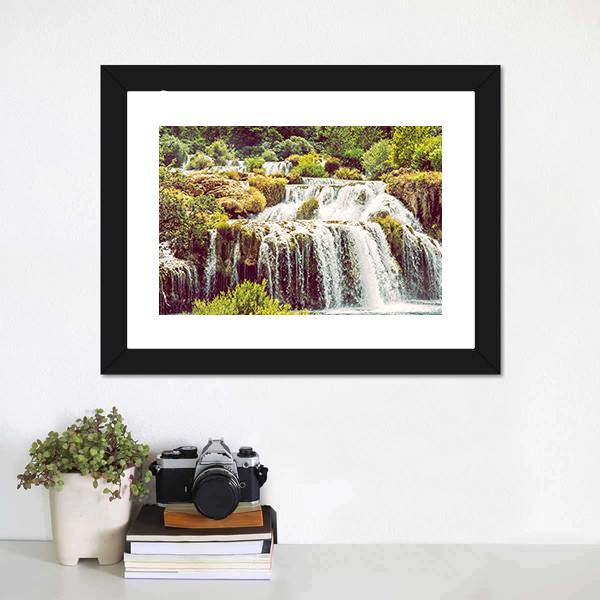Krka Waterfalls Croatia Canvas Wall Art-1 Piece-Framed Print-20" x 16"-Tiaracle