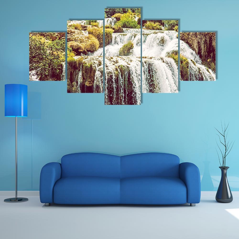 Krka Waterfalls Croatia Canvas Wall Art-5 Star-Gallery Wrap-62" x 32"-Tiaracle