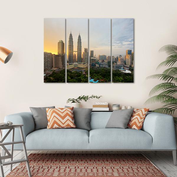 Kuala Lumpur City Skyline Canvas Wall Art-4 Horizontal-Gallery Wrap-34" x 24"-Tiaracle