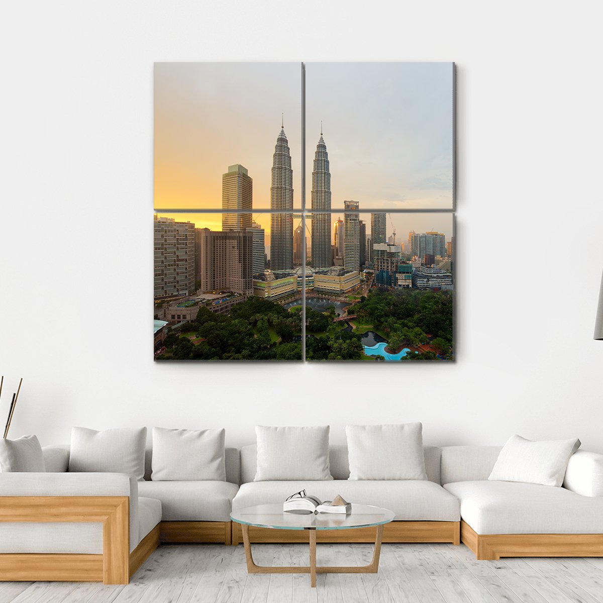 Kuala Lumpur City Skyline Canvas Wall Art-4 Square-Gallery Wrap-17" x 17"-Tiaracle