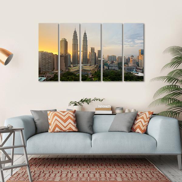 Kuala Lumpur City Skyline Canvas Wall Art-5 Horizontal-Gallery Wrap-22" x 12"-Tiaracle