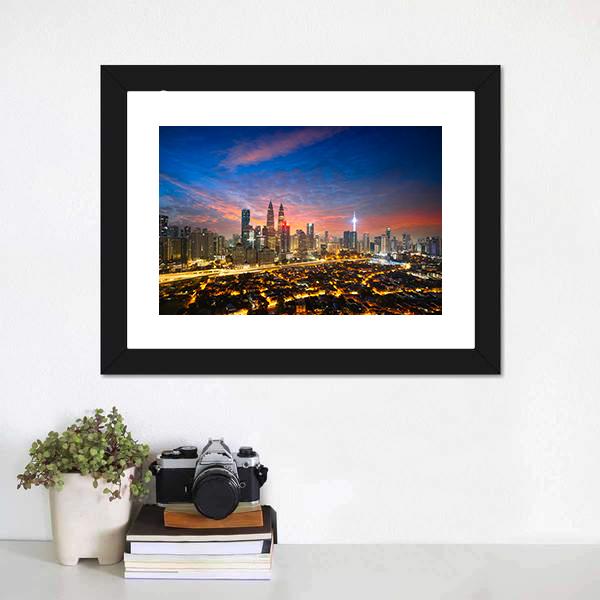Kuala Lumpur Skyline Canvas Wall Art-1 Piece-Framed Print-20" x 16"-Tiaracle
