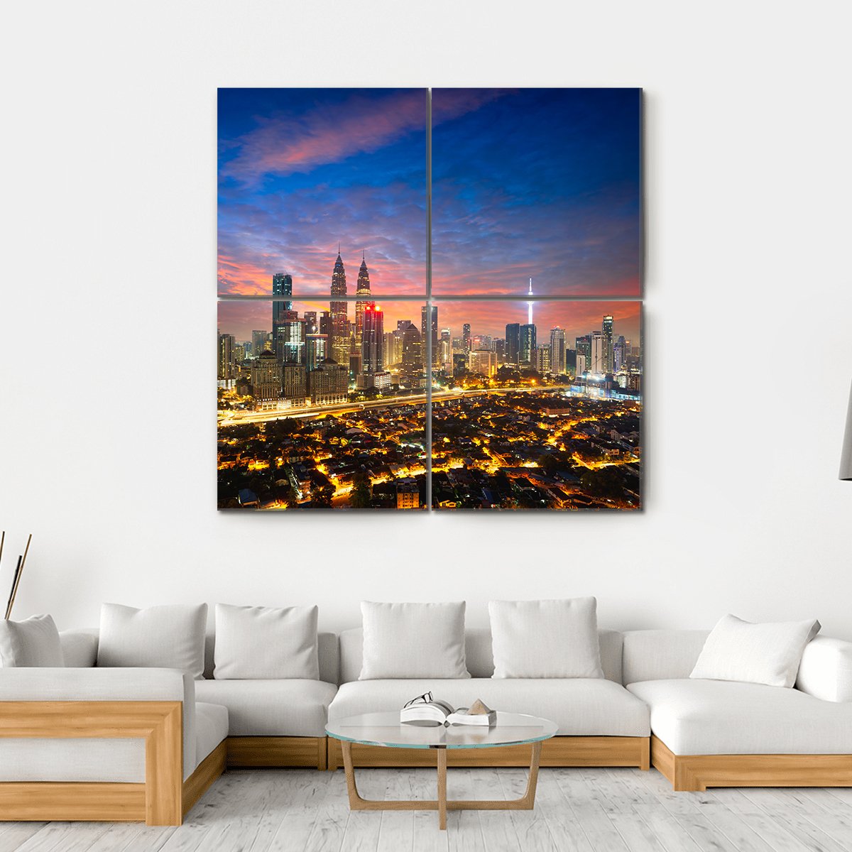 Kuala Lumpur Skyline Canvas Wall Art-4 Square-Gallery Wrap-17" x 17"-Tiaracle