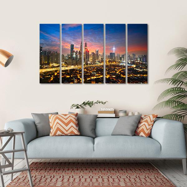 Kuala Lumpur Skyline Canvas Wall Art-5 Horizontal-Gallery Wrap-22" x 12"-Tiaracle