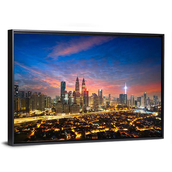 Kuala Lumpur Skyline Canvas Wall Art-3 Horizontal-Gallery Wrap-25" x 16"-Tiaracle