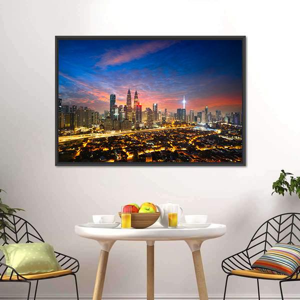 Kuala Lumpur Skyline Canvas Wall Art-3 Horizontal-Gallery Wrap-25" x 16"-Tiaracle
