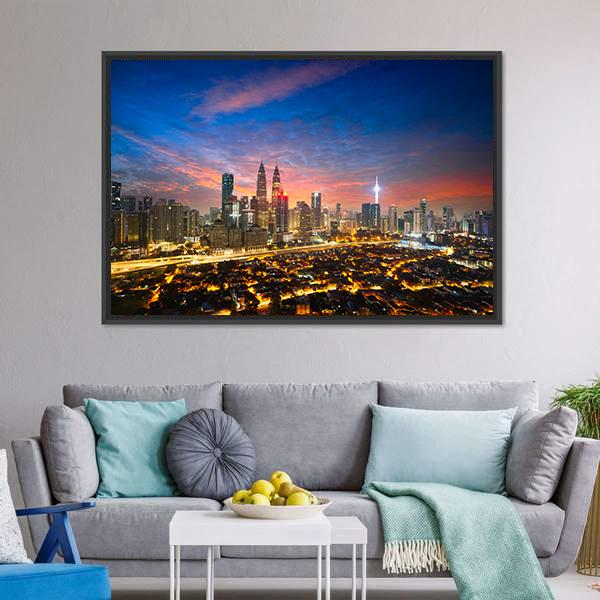 Kuala Lumpur Skyline Canvas Wall Art-3 Horizontal-Gallery Wrap-25" x 16"-Tiaracle