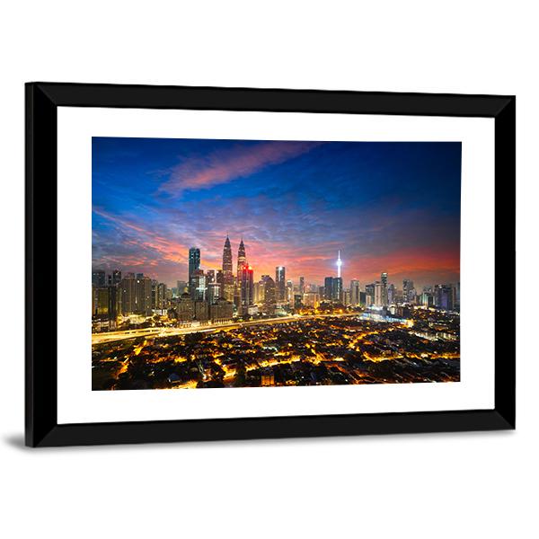 Kuala Lumpur Skyline Canvas Wall Art-3 Horizontal-Gallery Wrap-25" x 16"-Tiaracle