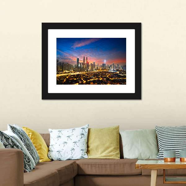 Kuala Lumpur Skyline Canvas Wall Art-5 Horizontal-Gallery Wrap-22" x 12"-Tiaracle