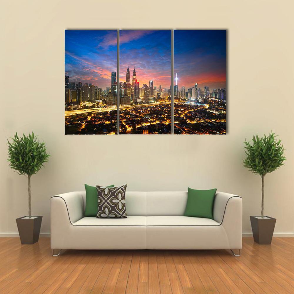 Kuala Lumpur Skyline Canvas Wall Art-3 Horizontal-Gallery Wrap-37" x 24"-Tiaracle