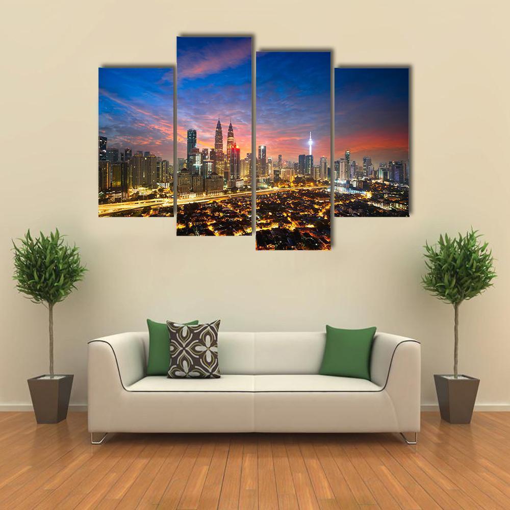 Kuala Lumpur Skyline Canvas Wall Art-4 Pop-Gallery Wrap-50" x 32"-Tiaracle