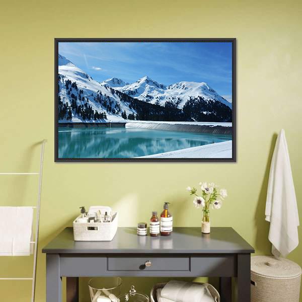 Kuhtai Dam Austria Canvas Wall Art-1 Piece-Floating Frame-24" x 16"-Tiaracle