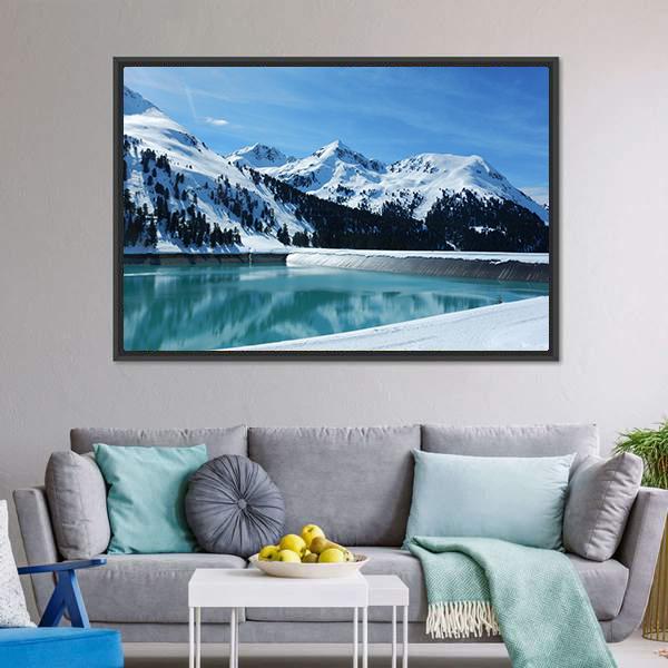 Kuhtai Dam Austria Canvas Wall Art-3 Horizontal-Gallery Wrap-25" x 16"-Tiaracle