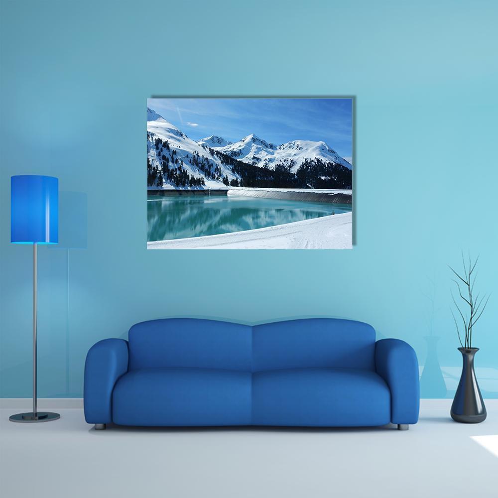 Kuhtai Dam Austria Canvas Wall Art-1 Piece-Gallery Wrap-48" x 32"-Tiaracle