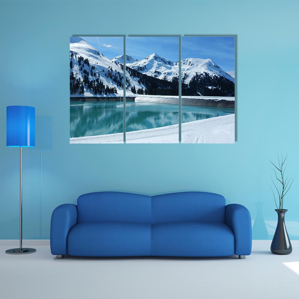 Kuhtai Dam Austria Canvas Wall Art-3 Horizontal-Gallery Wrap-37" x 24"-Tiaracle
