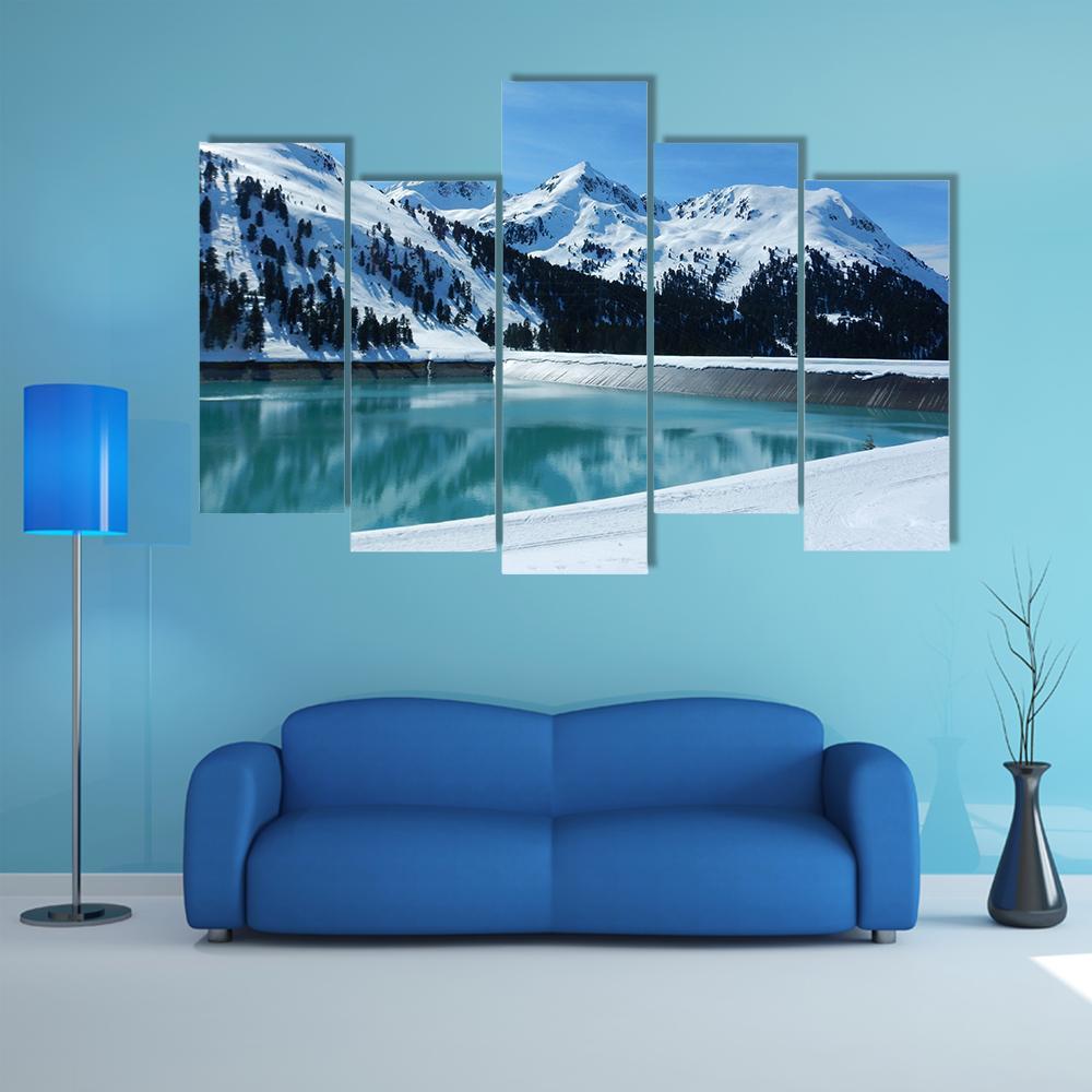 Kuhtai Dam Austria Canvas Wall Art-5 Pop-Gallery Wrap-47" x 32"-Tiaracle