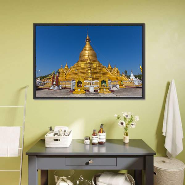 Kuthodaw Pagoda In Mandalay Canvas Wall Art-1 Piece-Floating Frame-24" x 16"-Tiaracle