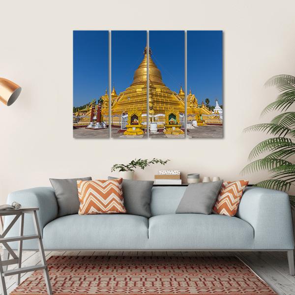 Kuthodaw Pagoda In Mandalay Canvas Wall Art-4 Horizontal-Gallery Wrap-34" x 24"-Tiaracle