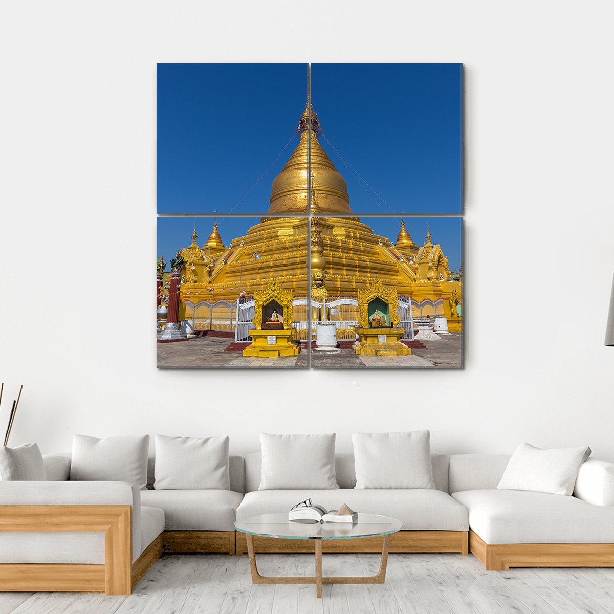 Kuthodaw Pagoda In Mandalay Canvas Wall Art-4 Square-Gallery Wrap-17" x 17"-Tiaracle
