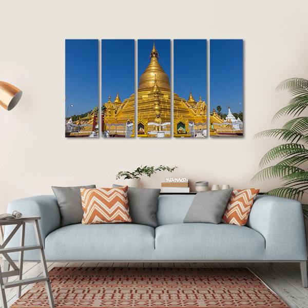 Kuthodaw Pagoda In Mandalay Canvas Wall Art-5 Horizontal-Gallery Wrap-22" x 12"-Tiaracle