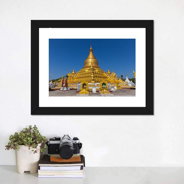 Kuthodaw Pagoda In Mandalay Canvas Wall Art-1 Piece-Framed Print-20" x 16"-Tiaracle